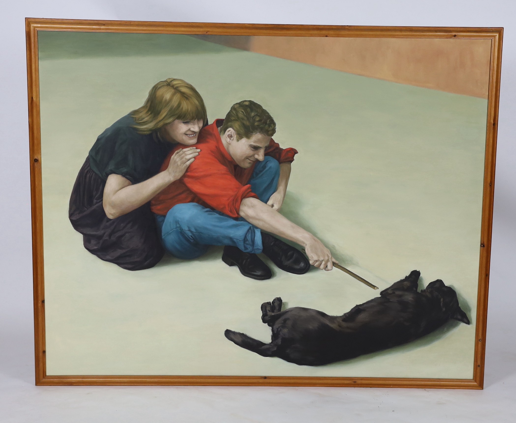 Christopher Stevens (1961-), 'Let Sleeping Dogs Lie', oil on canvas, 132 x 167cm